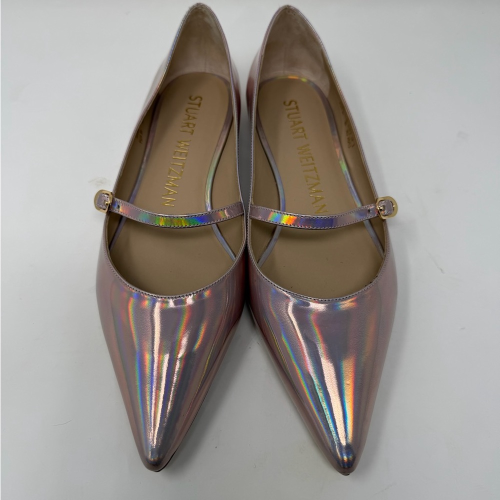 Stuart Weitzman Iridescent Pointed Flats make an offer.